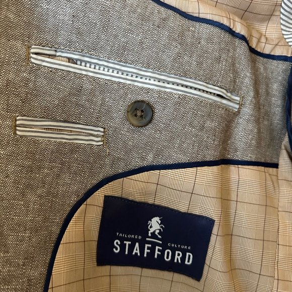 Stafford Tailored Culture Tan Sport Coat Two Button Linen/Cotton 44S Immaculate! - Picture 8 of 12